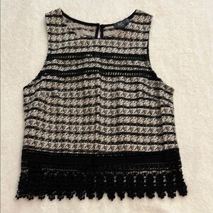 Astr Cream and Black Boxy Tank Top